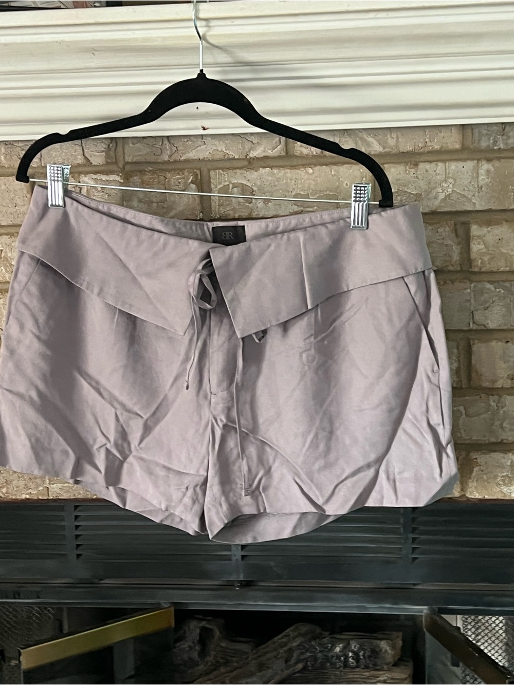 Banana Republic Light Gray High-Waist Fold-Over Tie Shorts